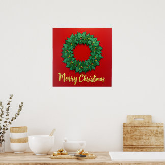 christmas wreath poster