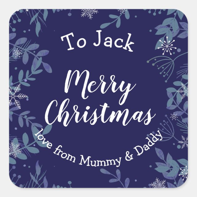 christmas wreath present gift wrapping  square sticker (Front)