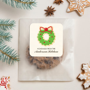 Christmas Wreath Rainbow Sprinkles Cookie Square Sticker