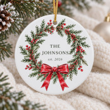 Christmas Wreath Red Bow