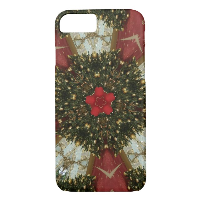 Christmas Wreath Red Green Gold with Red Star Case-Mate iPhone Case (Back)