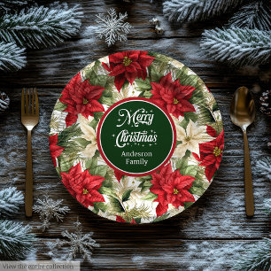 Christmas Wreath Red Green Modern Paper Plates 