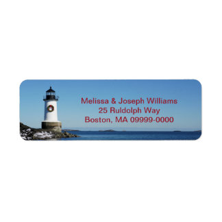 Christmas Wreath Red Lighthouse Return Address