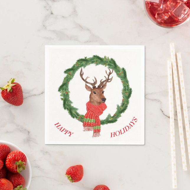 Christmas Wreath Reindeer Napkin (Insitu)