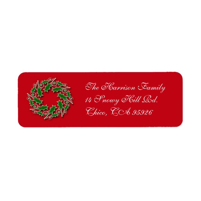 Christmas Wreath Return Address Label (Front)