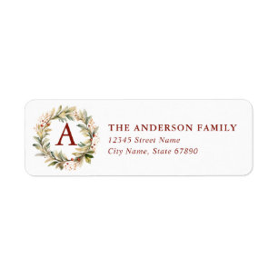 Christmas Wreath Return Address Labels