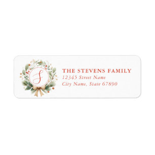 Christmas Wreath Return Address Labels