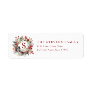 Christmas Wreath Return Address Labels