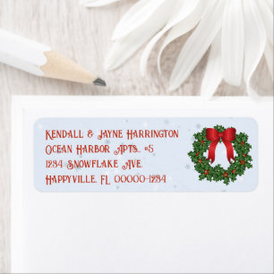 Christmas Wreath Return Address Labels