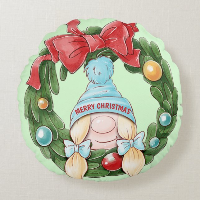 Christmas Wreath Round Cushion (Front)