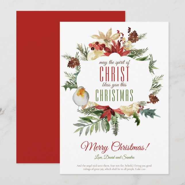 Christmas Wreath Spirit of Christ Christmas Card (Front/Back)