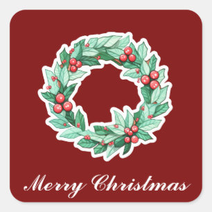 Christmas Wreath Square Sticker