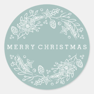 Christmas Wreath Sticker - Aqua