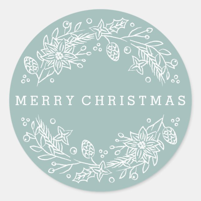 Christmas Wreath Sticker - Aqua (Front)