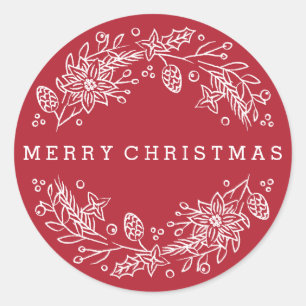 Christmas Wreath Sticker - Berry