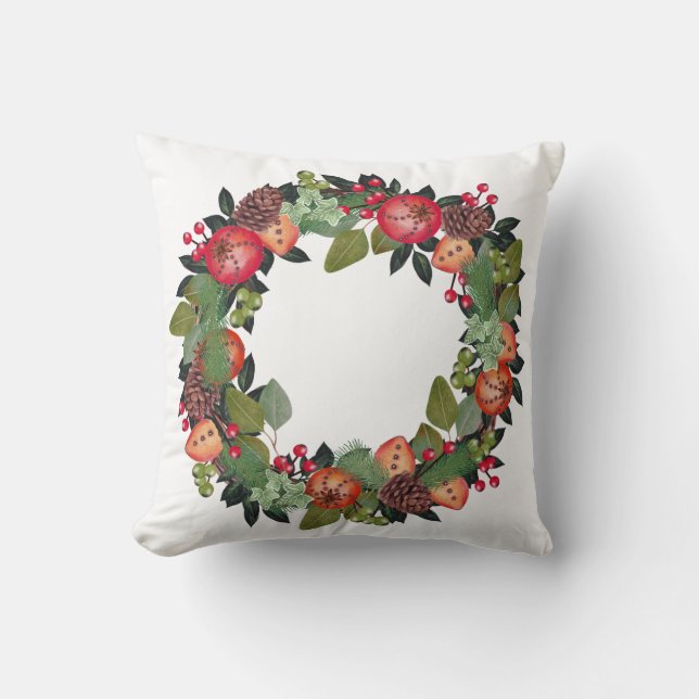 Christmas Wreath Throw Pillow (Front)