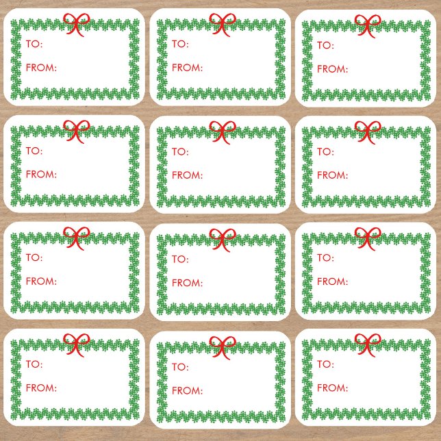 Christmas Wreath 'To and From' Sticker Labels (Creator Uploaded)