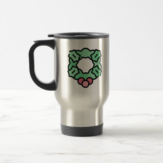 christmas wreath travel mug (Left)