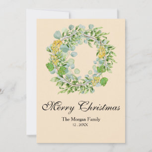 Christmas Wreath Water Colour Holiday Card