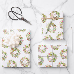 Christmas wreath watercolor elegance trendy   wrapping paper sheet