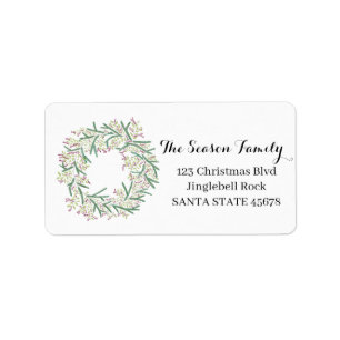 Christmas wreath watercolor label