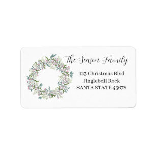 Christmas wreath watercolor label