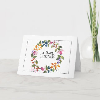 Christmas Wreath, Watercolor Print Holiday Card