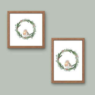 Christmas wreath watercolour  poster