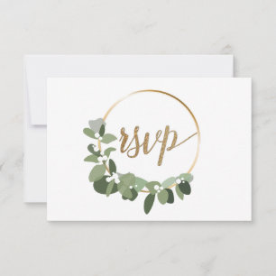 Christmas Wreath wedding Gold RSVP no mailing