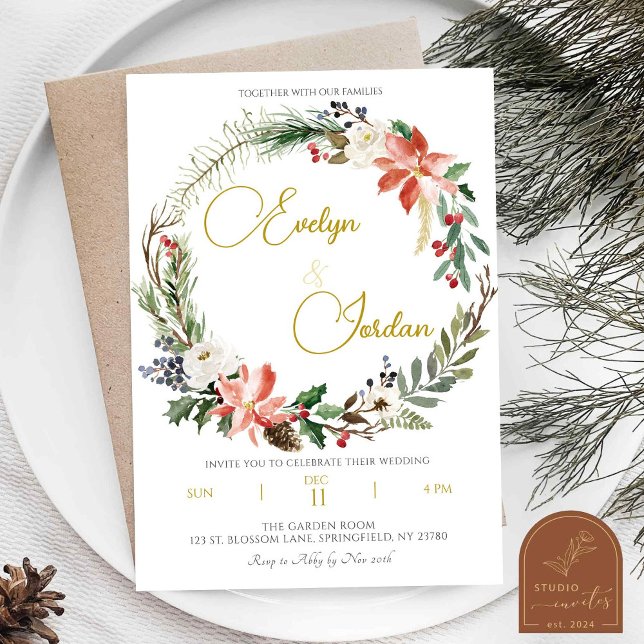 Christmas Wreath Wedding Invitation (Creator Uploaded)