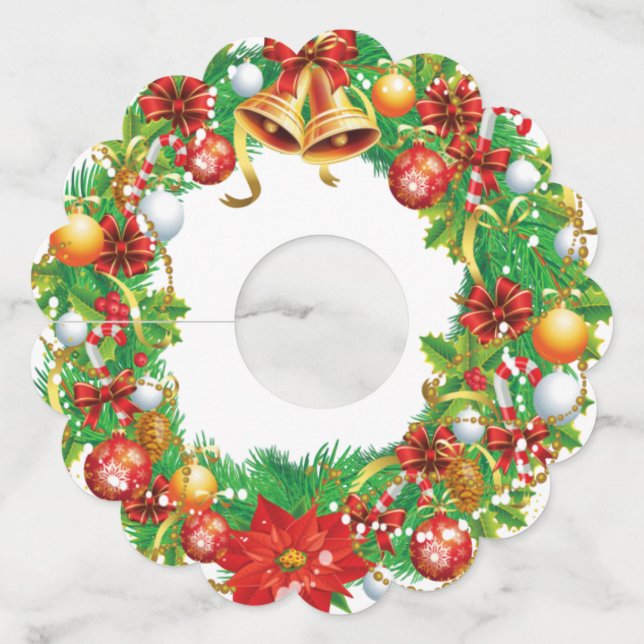 Christmas Wreath Wine Glass Tag (Front)