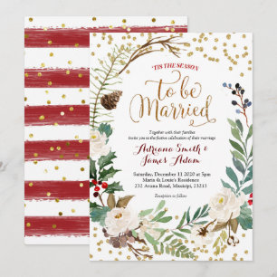 Christmas Wreath Winter Holiday Wedding Invitation