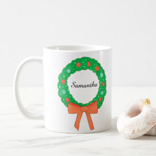 Christmas Wreath With Bow Coffee Mug