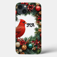 Christmas Wreath With Cardinal Bird