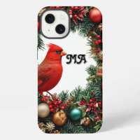Christmas Wreath With Cardinal Bird