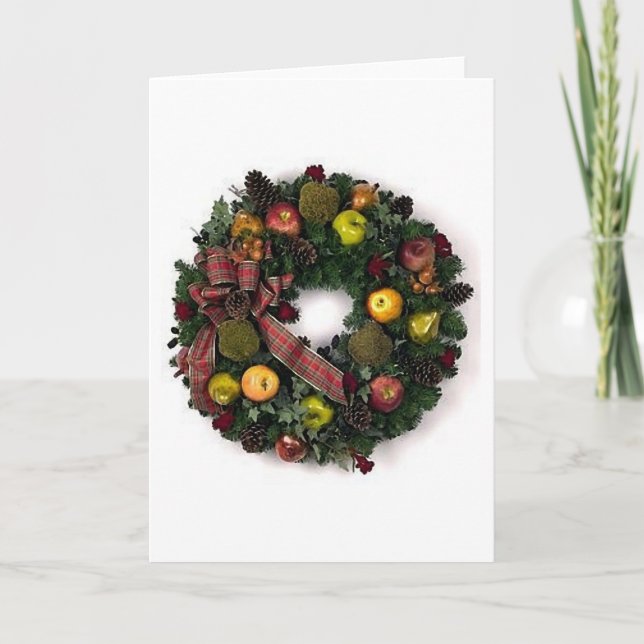 Christmas Wreath With Fruit Blank Greeting Card (Front)