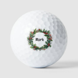 Christmas Wreath with golfer name Golf Balls