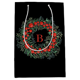 Christmas Wreath with monogram Medium Gift Bag