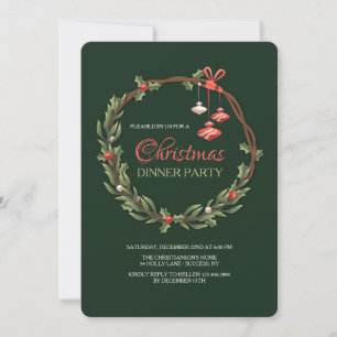 Christmas Wreath with Ornaments Invitation