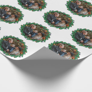 Christmas Wreath With Photo Personalised Wrapping Paper