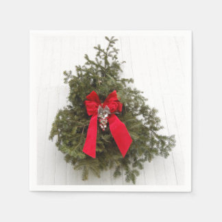 Christmas Wreath with Red Bow Napkin