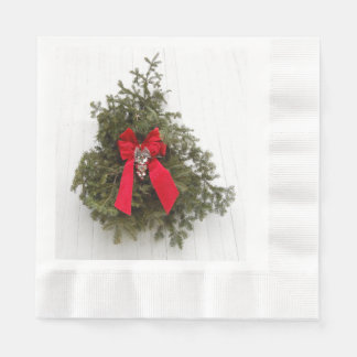 Christmas Wreath with red Bow Napkin