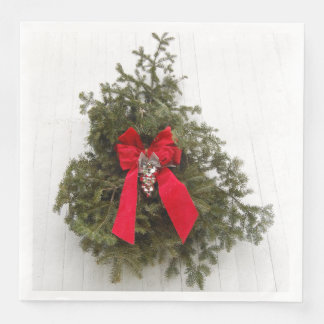 Christmas Wreath with Red Bow Napkin