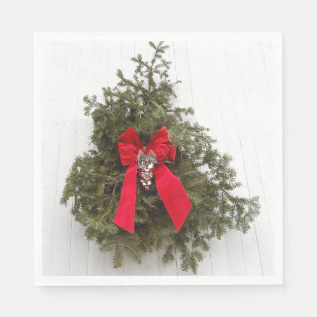 Christmas Wreath with Red Bow Napkin (Front)