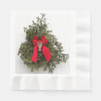 Christmas Wreath with Red Bow Napkin