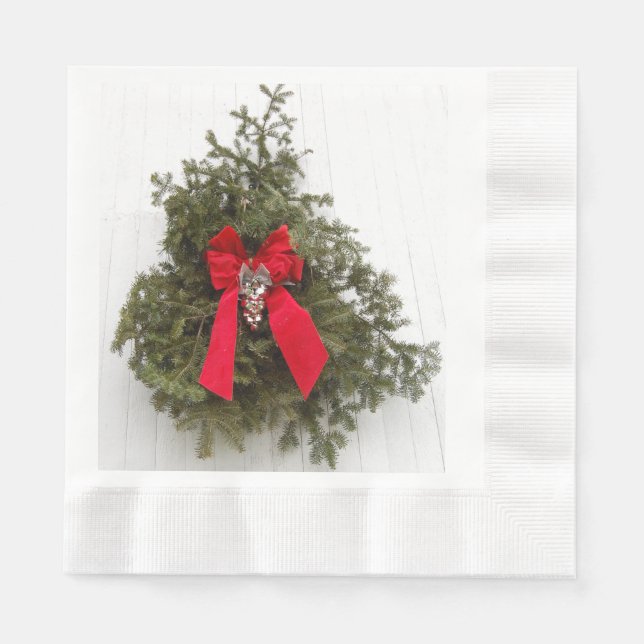 Christmas Wreath with Red Bow Napkin (Front)