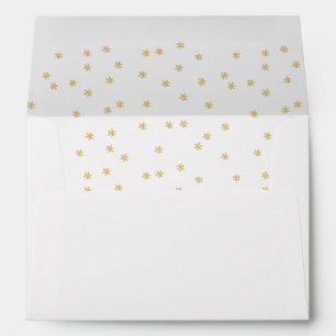Christmas wreath with silver glitter snowflakes envelope