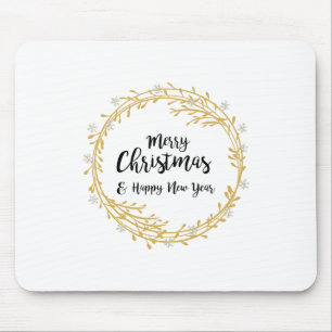 Christmas wreath with silver glitter snowflakes mouse mat