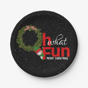 Christmas wreath with snowman paper plate