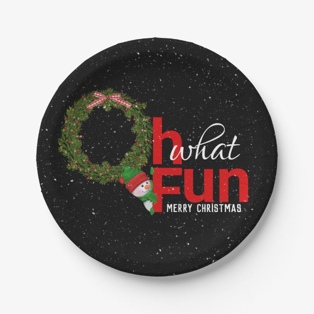 Christmas wreath with snowman paper plate (Front)